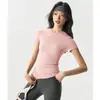 Nuevo Conjunto de Verano para Mujer de Manga Corta para Fitness, Delgado, Alta Elasticidad, Secado Rápido, Traje de Entrenamiento de Pilates, Camiseta de Yoga, Top Deportivo