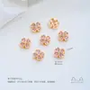 Cuentas espaciadoras de trébol de cuatro hojas con forma de corazón de circonita de colores, chapadas en oro de 14 quilates sobre cobre, para accesorios de pulseras y collares de cristal y perlas de bricolaje