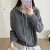 Suéter com Capuz Meio Zíper Estilo College Coreano para Mulheres, Adequado para Outono e Inverno, Pode Ser Usado por Fora ou como Camada Interna, Blusa de Tricô Solta e Confortável