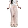 Pantalones Yamamoto Rectos Bordados con Lazo Rosa para Mujer Verano 2025 Nuevo Casual Pequeño para Caminar Seda de Hielo Piernas Anchas