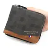 Nueva cartera de hombre, moda, cartera esmerilada de gran capacidad, bolsa con cremallera, monedero, cartera corta de hombre