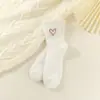Calcetines de Felpa de Terciopelo de Visón con Forma de Corazón para Mujer, Calcetines de Media Caña en Colores Macarrón para Otoño e Invierno, Calcetines de Dormir Cálidos y a Prueba de Frío con Forro de Felpa