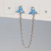 Pendientes de doble botón con borlas y cadena de flores de circonita incrustadas con diamantes de lujo, ligeros, europeos y americanos, joyería de perforación transfronteriza al por mayor