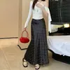 Falda de satén de acetato estilo sirena para mujer, otoño, de cintura alta, fluida, que cubre la cadera, de longitud media