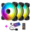 Ventilador de Caja Cool Moonlight de 6 Pines 12cm Círculo Fino Multicapa Refrigeración RGB para Computadora de Escritorio Ventilador de Refrigeración Silencioso