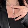 Collar de Cuentas Redondas Brillantes de Diseño Nicho Estilo Coreano para Mujer Sencillo Combinable Cadena de Hueso de Serpiente Estilo Frío Joyería Larga