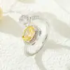 Anillo Ovalado Abierto de Flor de Hielo con Circonia Microincrustada, Ajustable para Dedo Índice, Moderno y Lujoso