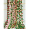 Enredadera de Flores Artificiales de Rosa Zarcillo Colgante de Pared Enroscada Cubierta Decorativa para Tubería de Agua de Aire Acondicionado Sala de Estar Techo Planta de Plástico