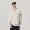 Otoño Invierno 2026 Suéter Cálido de Punto para Hombre con Cuello Solapa de Manga Larga Lujo Ligero Versátil Casual de Negocios Cuello POLO Marrón
