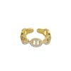 Anillo de nariz de cerdo con incrustaciones de diamantes de estilo coreano de moda para niña, diseño elegante, anillo abierto, pulsera personalizada de estilo japonés y coreano que combina con todo.