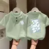 Nueva Camisa Polo de Color Sólido para Verano 2026 de Manga Corta Estilo Coreano con Estampado Versátil para Niños y Niñas, Moderna para Niños Pequeños