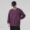 Moletom casual simples de outono para homens, estilo americano, com gola redonda, corte solto, confortável e com bolsos