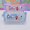 Estuche de malla grande de Snoopy para estudiantes, bolsa transparente para exámenes y estudio, bolsa para lápices de almacenamiento de papelería portátil