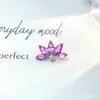Pendientes de Titanio F-136 Aleación de Titanio Circonia Flor de Loto G23 Titanio Rosca Interna Circonia Labret Piercing Joyería Cabeza
