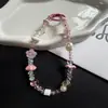 Corrente de Celular Flor de Miçangas Artesanal Fresca de Verão Cristal Pingente de Chaveiro Curto Versátil para Bolsa