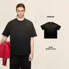 Camiseta de Verano para Hombre Bk Estampado de Tigre Teñida por Aspersión 250g Degradado Vintage Cuello Redondo Manga Corta Corte Holgado Hombro Caído Lavada Retro.