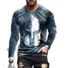 Camiseta casual de manga larga para hombre con estampado digital 3D transfronterizo europeo y americano