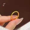 Anillo de Hielo Triturado Redondo Extra Fino Color Arena Dorada de Mismo Estilo de la Tienda Dorada Puzuo para Mujer, Anillo Brillante de Gama Alta para Dedo Índice para Novia