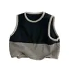 2026 Nuevo Estilo Otoño Suéter Casual Infantil Estilo Coreano Rayado Bloque de Color Cuello Redondo Tejido Chaleco para Niños