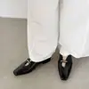 Zapatos Mary Jane de Cuadrado Estilo Retro para Viajes Diarios, Suela Plana, Empeine Suave, Piel Genuina, Zapatos Planos Negros para Mujer