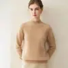 Suéter de punto de cuello alto medio 100% cachemira pura para otoño e invierno para mujer, jersey de punto, capa base, cachemira de color liso, disponible para venta al por mayor a partir de una pieza.