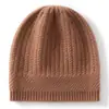Gorro de Cachemira para Mujer 100% Cachemira Pura Nueva Moda Color Sólido Tejido de Punto Cálido Baotou Gorro Protector para Orejas