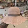 Sombrero de Pescador de Paja Transpirable de Borde Ancho Estilo Coreano Fresco y Sencillo para Mujer, Sombrero de Protección Solar para Salidas, Hace que la Cara Parezca Más Pequeña, Sombrero de Paja Versátil