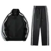 Conjunto de Dos Piezas a Rayas para Pareja Transfronteriza, Primavera y Otoño, Estudiante, Chaqueta Deportiva Casual, Suéter Cárdigan para Hombre, Pantalones de Suéter