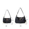 Camada Superior Couro Genuíno Bolsa Feminina Bolsa de Ombro Bolsa Quadrada Pequena com Fecho Bolsa para Motocicleta Bolsa Baguete Bolsa de Ombro Bolsa Transversal