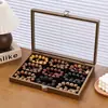 Almacenamiento de Joyas Caja de Exhibición de Joyas de Madera para Pendientes y Anillos Gran Capacidad Caja de Almacenamiento de Collares Decorativa Lujo Ligero Gama Alta