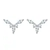 Joyería de Plata de Ley 925 Juego de Joyería Anillo de Zircón Marquise Accesorios Collar Flor Aretes Pequeños Femenino Mayoreo