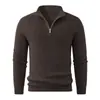 Suéter de Punto con Media Cremallera y Cuello Alto Otoño Invierno 2026 para Hombres Jóvenes Camisa Versátil de Moda Casual como Capa Base