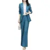 Conjunto de terno elegante e estiloso de cor sólida, corte slim, com botões, para mulheres, perfeito para primavera e outono, oferecendo um visual sofisticado e profissional para ambientes de negócios