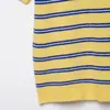 Estilo Europeo y Americano Transfronterizo Z Nueva Moda Ropa para Mujer al por Mayor Camisa de Punto de Manga Corta Rayada Holgada 2893100