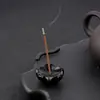 Pedra de Ágata de Cristal Natural Flor Esculpida Porta Incenso Base para Incenso Pedra de Aromaterapia de Cristal Suporte para Incenso Mesa Decoração de Casa