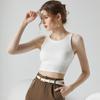 Colete Curto com Bojo, Sutiã Integrado, Camisola Peça Única para Mulheres, Roupa de Verão, Estilo Esportivo, Sem Mangas