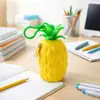 Estojo de Lápis Fruta Banana de Silicone Estojo de Lápis Criativo Legume Cenoura Impermeável Grande Capacidade Papelaria Criativa para Estudante
