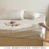 Juego de tres piezas de sábana bajera de gasa de doble capa 100% algodón, algodón puro, completamente sellada, antideslizante, elástica, suave, transpirable, protector de colchón