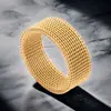 Popular Joyería de Amazon Talla Americana Estándar Anillo Deformable de Malla Trenzada de Acero de Titanio 8 mm Galvanizado al Vacío No se Desvanece