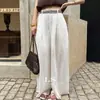 LS Marca NuevaEtiqueta Negra Marca Minimalista de Gama Alta Novedad de Verano Pantalones Casuales de Color Sólido Simples para el Trabajo 30597#