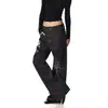 Jeans de mezclilla cruda con estampado de caballo de guerra retro americano para hombres y mujeres, estilo callejero, pantalones de mezclilla anchos hasta el suelo, geniales y modernos