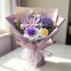 Ramo de hilo de ganchillo hecho a mano de tulipanes transfronterizo, flores de cosmos tejidas, rosas artificiales, regalo de recuerdo para el Día de San Valentín