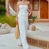 Fornecimento Exclusivo Transfronteiriço de Novo Conjunto de Roupa de Banho Feminina Três Peças: Regata Relaxada Sem Mangas Estilo Coreano, Calça Saia de Cintura Alta com Pernas Largas e Biquíni