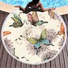 Chal Transfronterizo Microfibra Redondo con Borlas Serie Mariposas Toalla de Playa de Secado Rápido Absorbente de Sudor Esterilla de Yoga Puede-esterilla de picnic