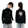 Nueva Camiseta Base de Manga Larga con Cuello Alto y Volantes para Niñas Otoño Invierno Polar Térmico Ropa Interior para Niños Pequeños y Medianos Top Cepillado