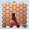 Azulejos Mosaico Espelhados Hexagonais Pequenos de Aço Inoxidável Metálico Estilo Europeu KTV Bar Entrada Azulejos de Parede com Fundo Preto Dourado