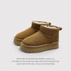 Calentador pequeño de invierno con base gruesa ~ Botas de nieve cálidas y gruesas con forro de polar, zapatos bajos de algodón, muffin, antideslizantes, botas de algodón Joker para mujer