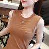 Chaleco Base Blanco Ropa Interior para Mujer Verano Ropa Exterior Ajustado Corto Pequeño Tirantes Seda de Hielo Tejido Fino Top sin Mangas