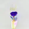 Buquê Colorido de Rosa com Folha de Ouro Transparente de Haste Única Presente Promocional de Dia dos Namorados Flores Artificiais