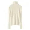 Suéter de cachemira para mujer, 100% cachemira pura de cabra, nuevo diseño de moda de punto acanalado de cuello alto, suéter cálido para capa base